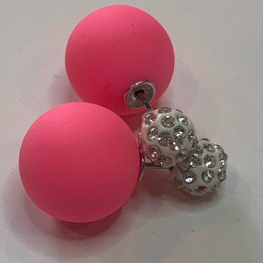 Hot pink & rhinestone earrings